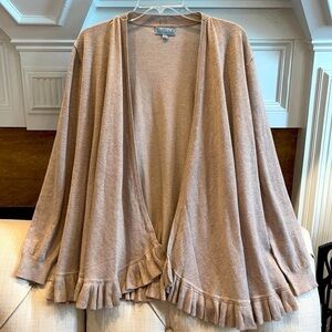 JOSEPH A Brown Open Front Cardigan with ruffle hem